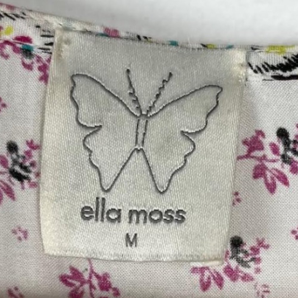 Ella Moss Mixed Media Petite Floral V-Neck Blouse w/ Smocked Waist Sz M - Picture 5 of 6